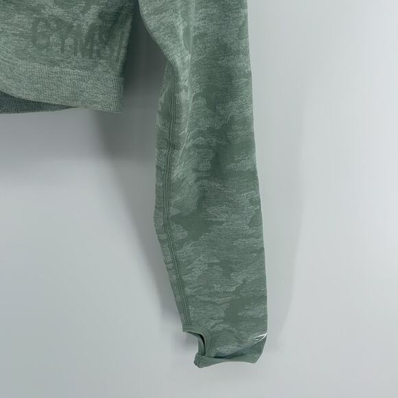 Gymshark Adapt Camo athletic stretch long sleeve thumbhole crop gym workout top - Picture 4 of 7